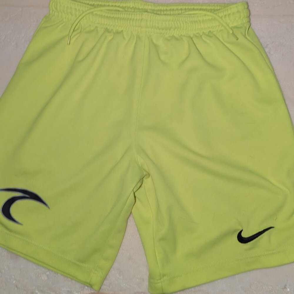 Nike 3Brand Dri-Fit Neon Yellow Green Kids Athletic Boys Sports Shorts Size Med